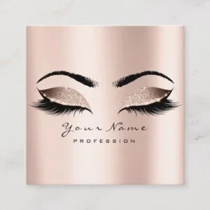 Makeup Artist Eyebrow Eye Lash Glitter Pink Square Square Business Card