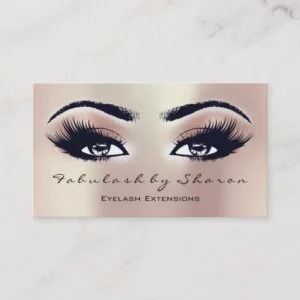 Makeup Artist Eyebrow Lashes Extension Pink Peach Business Card