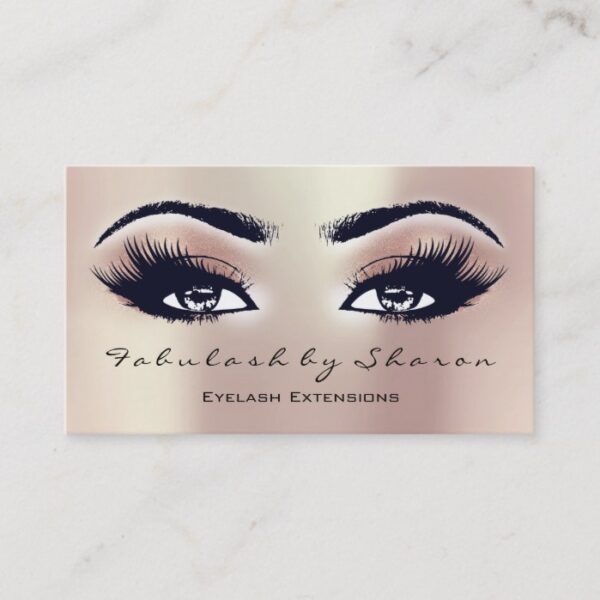 Makeup Artist Eyebrow Lashes Extension Pink Peach Business Card