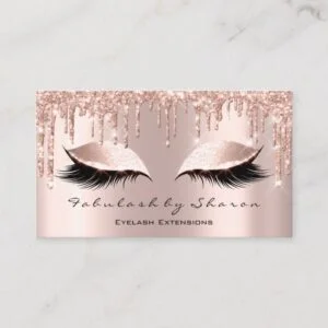Makeup Artist Eyes Lashes Glitter Drips Rose Spark Business Card