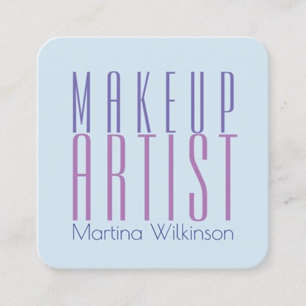 Makeup artist giant text letters cover square business card