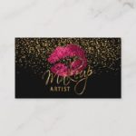 Makeup Artist – Gold Confetti & Hot Pink ? Lips Business Card