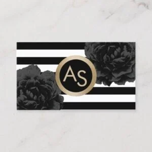 Makeup Artist Hair Stylist Modern Monogram Floral Business Card