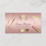 Makeup Artist Hair Stylist Modern Rose Gold Salon Business Card