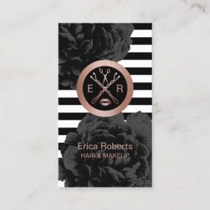 Makeup Artist Hair Stylist Rose Gold Beauty Salon Business Card