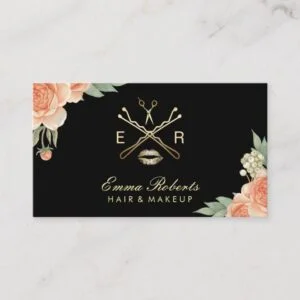 Makeup Artist Hair Stylist Vintage Floral Elegant Business Card