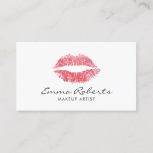Makeup Artist Red Lips Beauty Salon Minimal Business Card