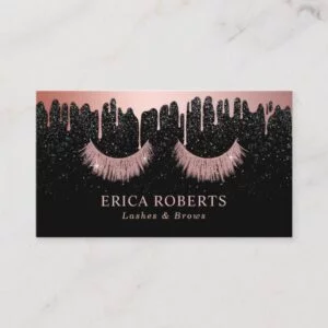 Makeup Artist Rose Gold Eyelash Trendy Dripping Business Card