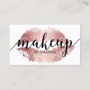 Makeup Artist Rose Gold Lips Print Salon Business Card