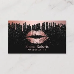 Makeup Artist Rose Gold Lips Trendy Dripping Business Card