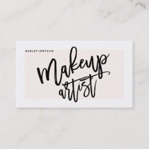 Makeup artist typography modern blush pink business card