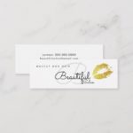 makeup / beauty salon monogram with gold lips mini business card