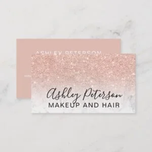 Makeup elegant typography marble rose gold glitter business card