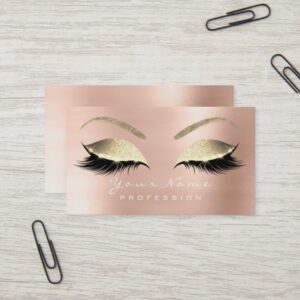Makeup Eyebrow Eyes Lashes Glitter Rose Gold Business Card