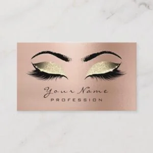 Makeup Eyebrow Eyes Lashes Glitter Rose Gold Lux Business Card