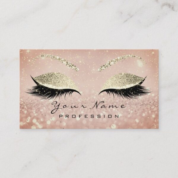 Makeup Eyebrow Eyes Lashes Glitter Skinny Gold Business Card