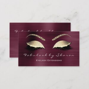 Makeup Eyebrow Lashes Glitter Crystal Burgundy Lux Business Card