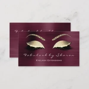 Makeup Eyebrow Lashes Glitter Crystal Burgundy Lux Business Card