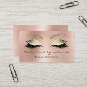 Makeup Eyebrow Lashes Glitter Crystal Rose Gold Business Card