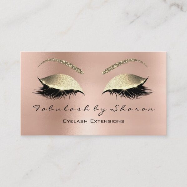 Makeup Eyebrow Lashes Glitter Diamond Pink Luxury Business Card
