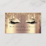 Makeup Eyebrow Lashes Glitter Drips Sepia Gold Business Card
