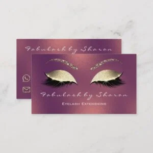 Makeup Eyebrow Lashes Glitter Green Copper Rose Business Card