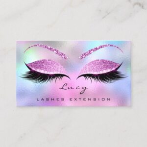 Makeup Eyebrow Name Lash Glitter Pink Purple Business Card