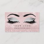 Makeup Eyebrows Lashes Extension Pink Glitter Business Card
