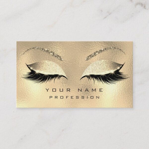 Makeup Eyebrows Lashes Glitter Diamond Gold Glam Business Card