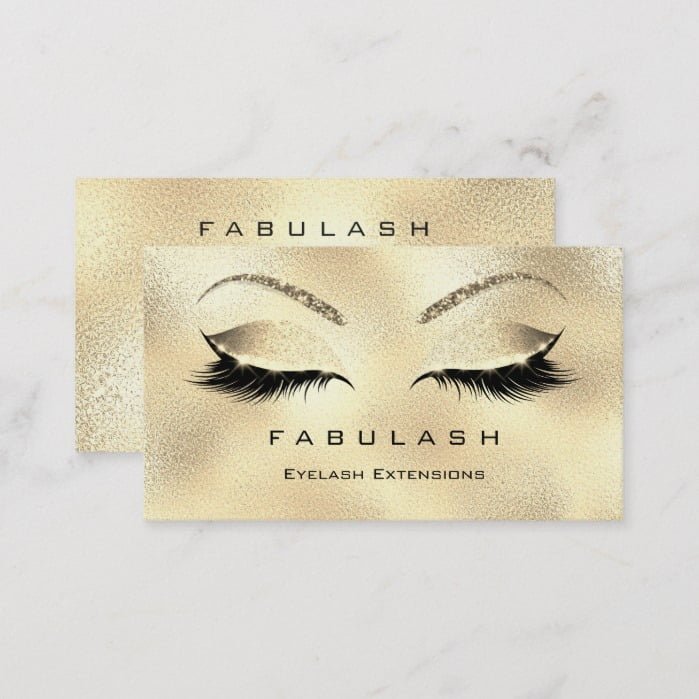 Makeup Eyebrows Lashes Glitter Diamond Gold VIP Business Card
