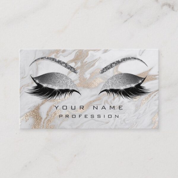 Makeup Eyebrows Lashes Glitter Marble Sparkly Business Card