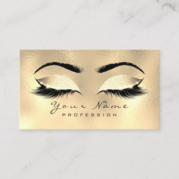 Makeup Eyebrows Lashes Glitter Metallic Lux Gold Business Card