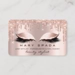 Makeup Eyebrows Lashes Pink Rose Spark Nails Business Card