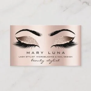 Makeup Eyebrows Lashes Rose Gold Pink Blush Business Card