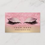 Makeup Gold Blush Pink Glass Eyes Lashes Glitter Business Card