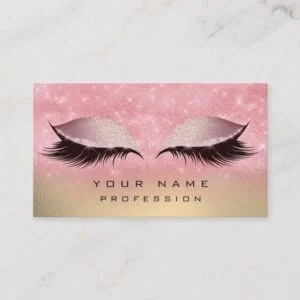 Makeup Gold Blush Pink Glass Eyes Lashes Glitter Business Card