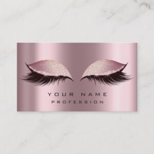 Makeup Gold Rose Pink Glitter Eye Lash Extension Business Card