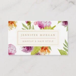 Makeup Hair Style Beauty Salon Feminine Floral Business Card
