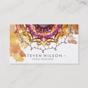 Mandala Damask Yoga Meditation Holistic Massage Business Card