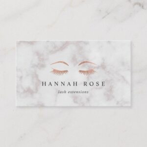 Marble & Rose Gold Lashes & Brows Beauty Business Card