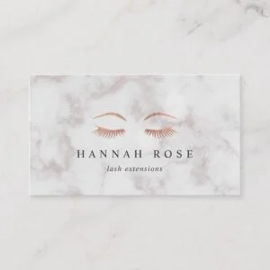 Marble & Rose Gold Lashes & Brows Beauty Business Card