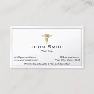Medical Gold Caduceus Professional Business Card