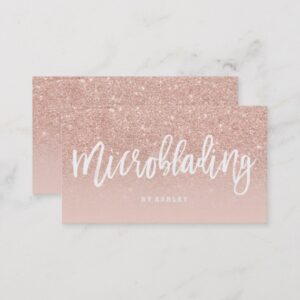 Microblading elegant typography blush rose gold business card