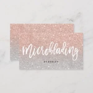 Microblading elegant typography silver rose gold business card
