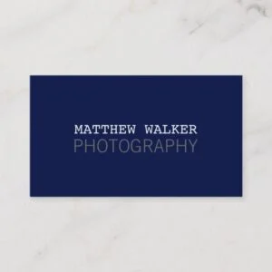 MINIMAL plain modern smart dark navy blue grey Business Card