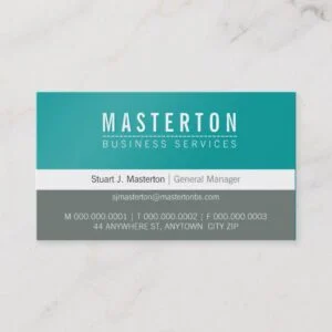 MINIMAL plain simple corporate turquoise blue grey Business Card