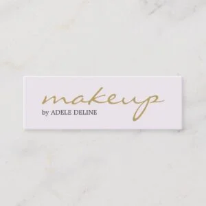 Minimalist Chic Gold White Makeup Artist Mini Business Card