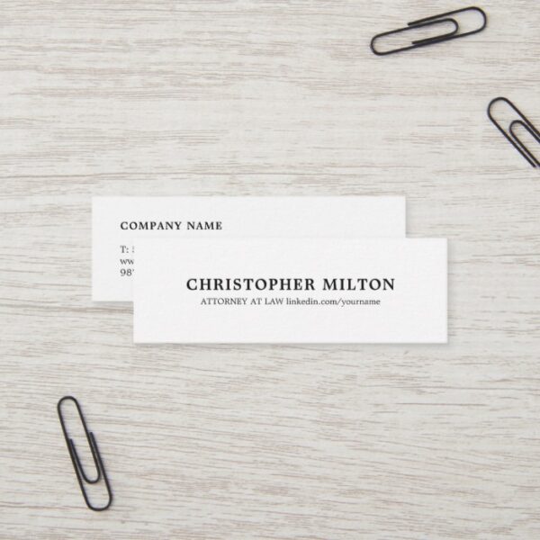 Minimalist Elegant Black and White Consultant Mini Business Card