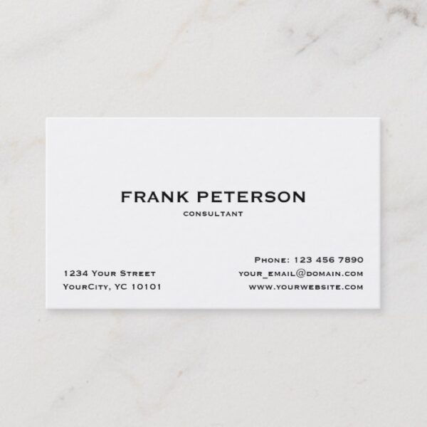 Minimalist Elegant Black White Simple Consultant Business Card