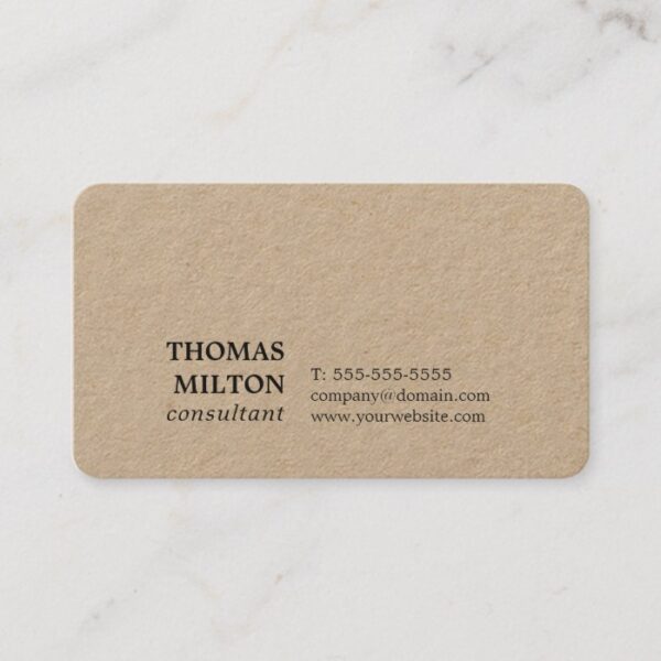 Minimalist Elegant Kraft Paper Consultant Business Card